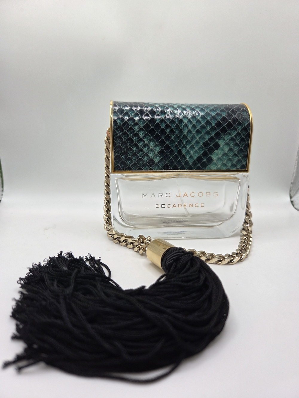 Marc Jacobs Decadence Green Python-Effect Chain Shoulder Empty perfume bottle